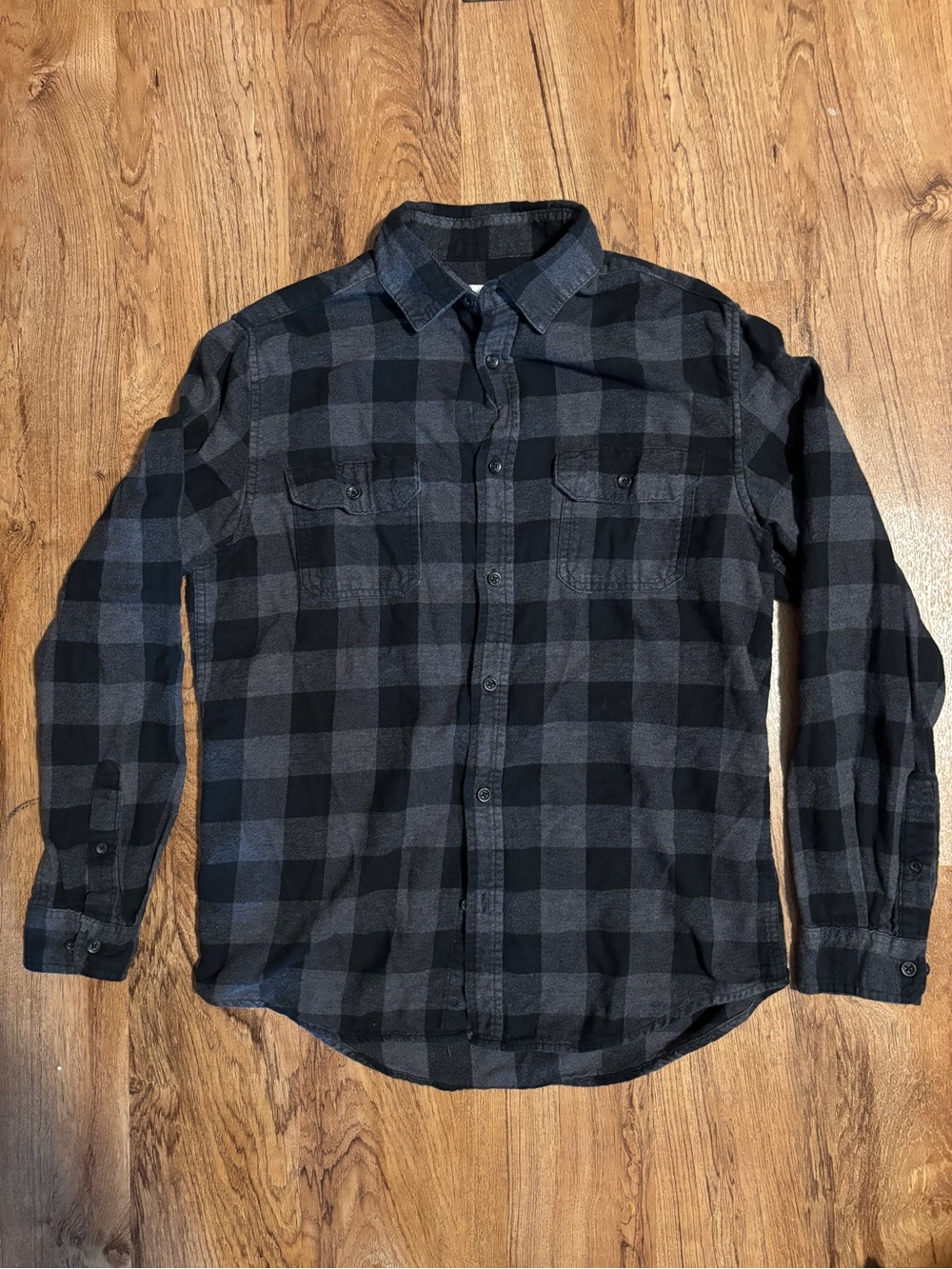 Goodfellow Men's Black Gray Buffalo Plaid Flannel Button-Up Shirt Target